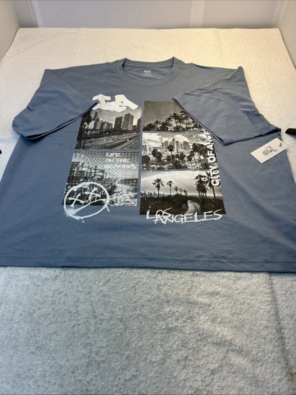 Urban Man Los Angeles Tee Blue Short Sleeve 100% Cotton SZ XXL New w/Tags